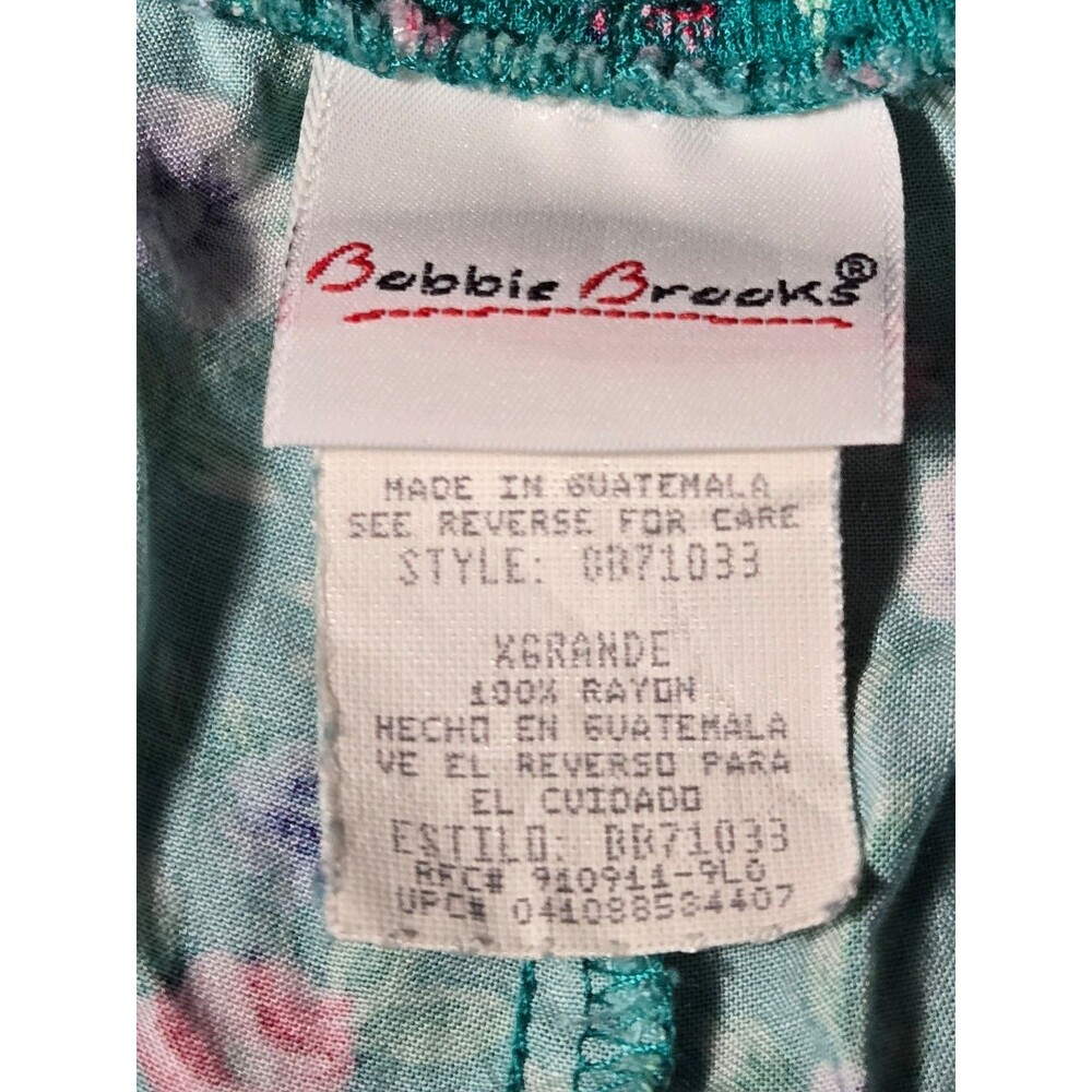 Vtg Bobbie Brooks Casual Pull on Shorts Floral Teal Pink 7" inseam Womens XL - Picture 3 of 5